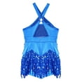 thumbnail image 4 of inhzoy Kids Girls Sparkly Tassels Latin Ballroom Dance Dress Shiny Modern Jazz Tap Performance Dancewear Blue 14, 4 of 7
