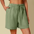 thumbnail image 2 of Jxximdong Shorts for Women Cotton Waist Women Elastic Summer Womens Casual Shorts Shorts And High Solid Waist Women's Shorts Green XL Pants, 2 of 5