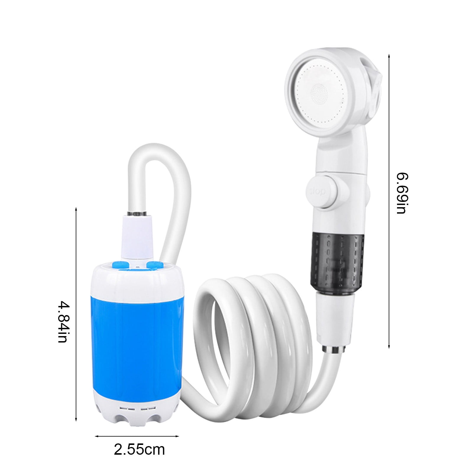 Tuvgenk Rv Camping Shower Portable Water Pump White Plastic Detachable Shower Head Outdoor Shower for Hiking Beach, Travel