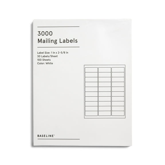 Staples Baseline Mailing Labels White 2500/Pack BL58260