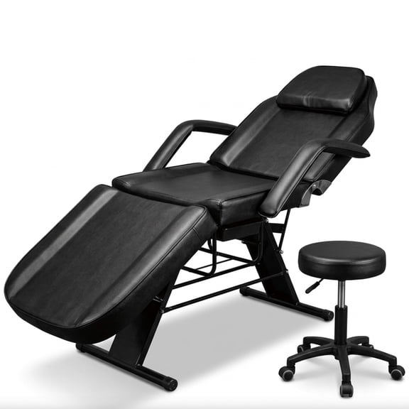 All-in-One Spa Massage Table Premium Facial Bed Adjustable Tattoo Chair 330lbs Massage Bed with Free Mobile Stool for Lash Microblading Black