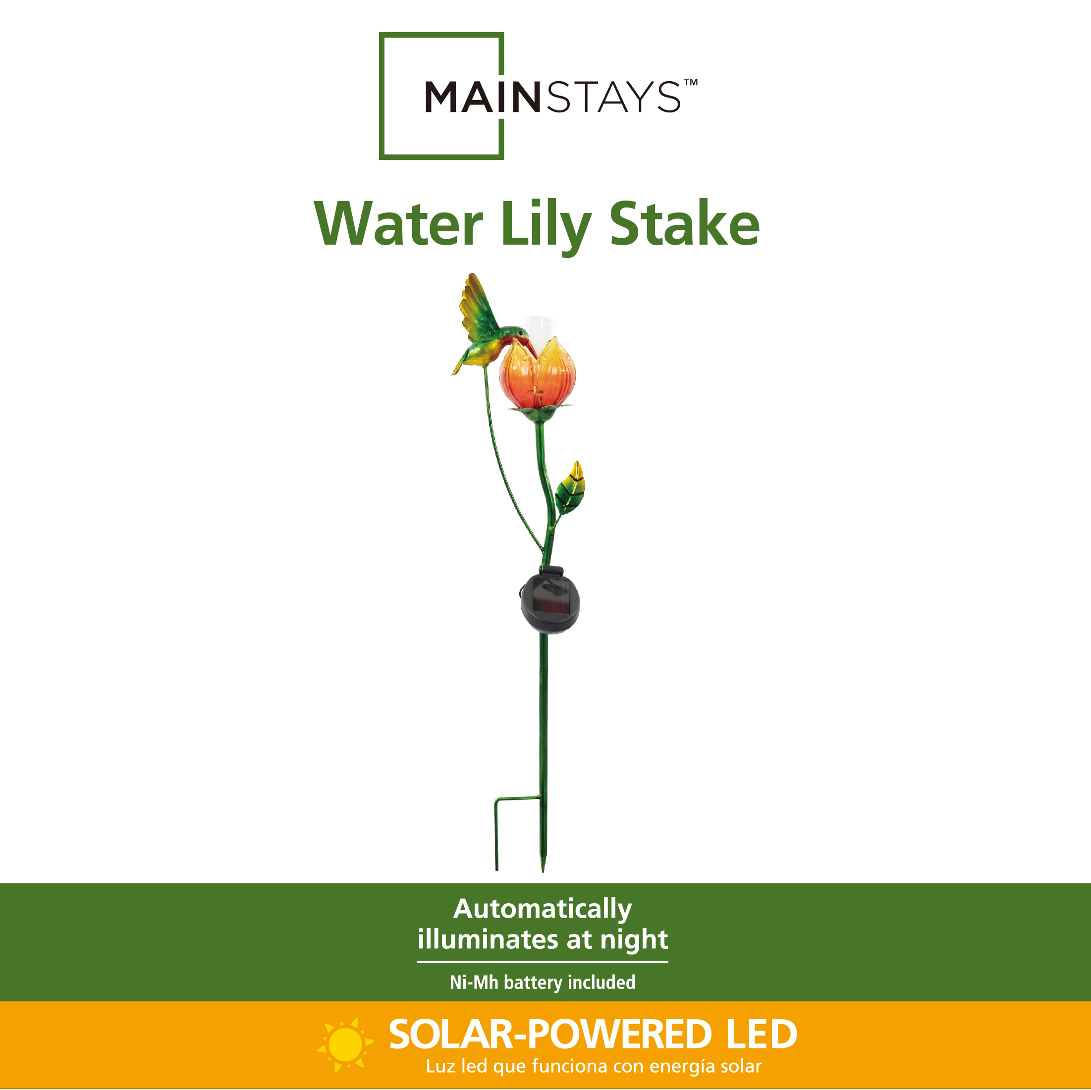 Mainstays Solar Hummingbird Garden Stake with LED Light for Outdoor Décor