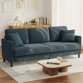 thumbnail image 6 of 83" Sofa Couch for Living Room,Comfy Teddy Fleece Loveseat Sofa,Extra Deep Seat Couches ,Neche Tool-Free Setup Love Seat with 2 Pillows,Blue Grey, 6 of 9