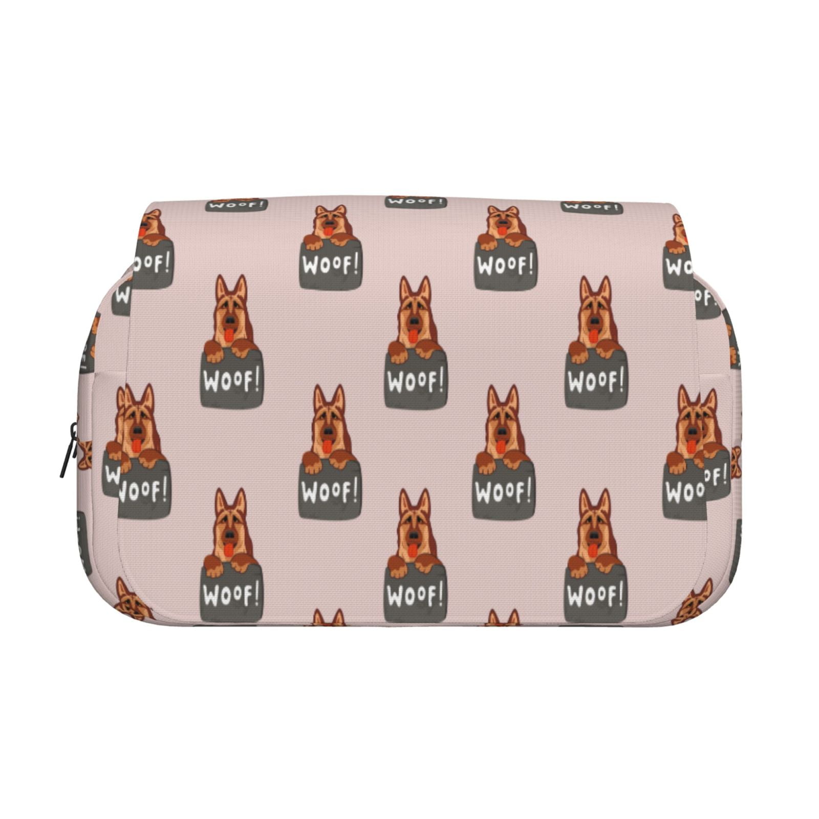 Rateoe German Shepherd Dog Pattern Double Clamshell Pen Case, Storage Organizer with Two Zipper Compartments– Holds Up to 50 Pencils & Pens