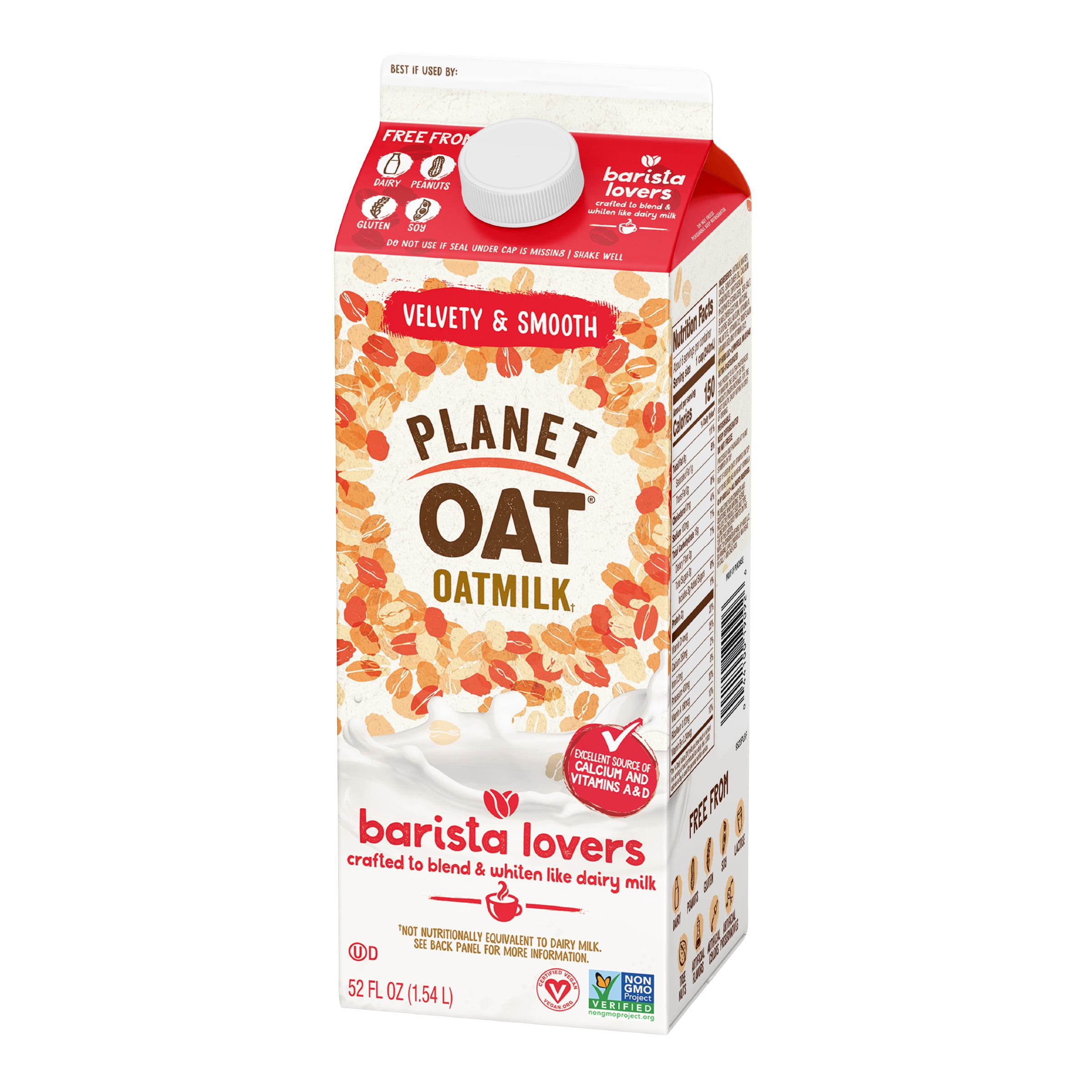 Planet Oat Oat Milk, Velvety & Smooth, Barista Lovers, 52 fl oz