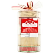 Holiday Time Season Ribbon Trim Tower - 5 Fabric Ribbons Green Red Gold