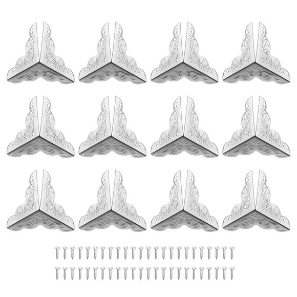 Uxcell 24 Pack Metal Box Corner Protectors 1"x1" Corner Decorative, Silver Tone