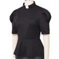 thumbnail image 4 of GRACEART Womens Church Clergy Shirt Tab Collar Box Pleated Gigot Sleeves Ruffle Blouse Top, 4 of 8