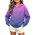 thumbnail image 5 of Ugoldhm Girls Gradient Color Hoodie, Long Sleeve Loose Casual Pullover Hooded Sweatshirt for Kids, 5 of 5