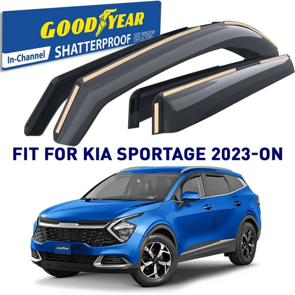 Goodyear Shatterproof In-Channel Window Deflectors for Kia Sportage 2023-2025, Rain Guards, Window Visors for Cars, Vent Deflector, Car Accessories, 4 pcs - GY008440