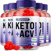 5 Pack Bio Health Keto ACV Gummies - Official - BioHealth Keto ACV Advanced Formula Plus Apple Cider Vinegar Dietary Supplement B12 Beet Root Juice Men Women 300 Gummies