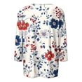 thumbnail image 5 of Lorytime Womens 4th of July Shirt Red White and Blue Outfits Patriotic Graphic Clothes 3/4 Sleeve Holidays Wear 11-Red M, 5 of 7