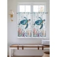 thumbnail image 6 of Tier Curtains 45 Inches Long, Teal Sea Turtle Coastal Window Treatment Curtain Drapes, Summer Beach Ocean Coral Small Curtain Drapes for Bathroom Laundry Room, 27.5"x45", 2 Panels, 6 of 7