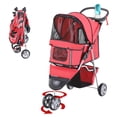 thumbnail image 1 of CoSoTower Poussette pour Chien Pliable à 3 Roues avec Panier de Rangement, Auvent Ajustable, Porte-Gobelet pour Chiens Miniatures et Petits, Rouge, 1 of 7