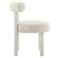 thumbnail image 3 of Side Dining Chair, Ivory White, Fabric, Kitchen Cafe Bistro Hospitality Restaurant, Modern Contemporary HB34832, 3 of 9