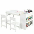 thumbnail image 1 of Yiwa Kids Art Table with 2 Chairs, Toddler Craft Play Wood Activity Desk with Large Storage Shelves for Writing Drawing,Nursery, Children's Wooden Furniture for Classroom Daycares,Home, 1 of 3