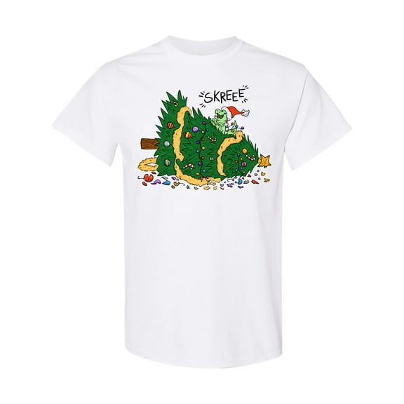 Inktastic Tiny Dinosaur Destroying Christmas Tree T-Shirt