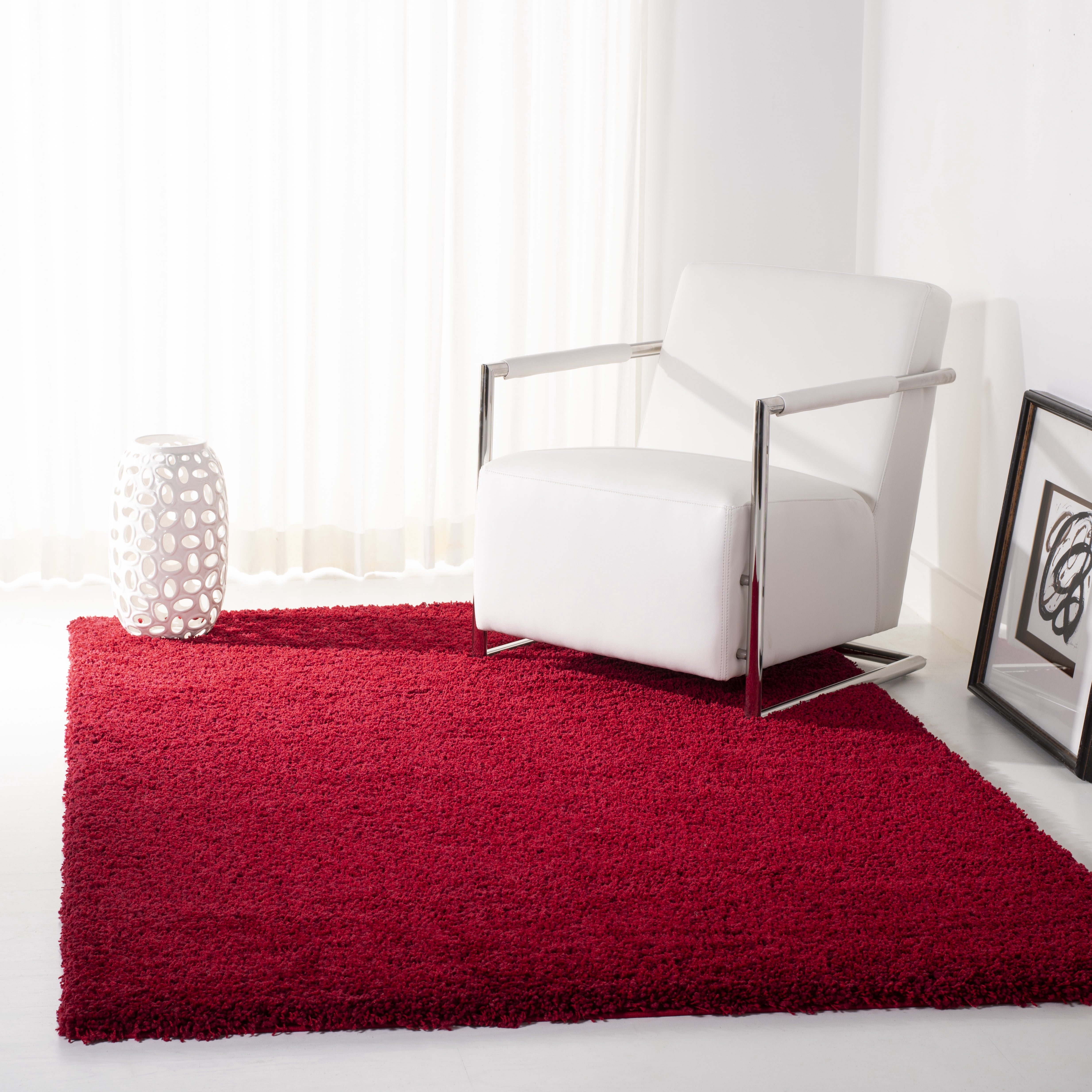 Safavieh California Plush Solid Shag Area Rug, Red, 9' x 9' Square