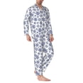 thumbnail image 2 of Hirioo Dark Blue Snowflakes for Men's Pajama Sets 2 Piece Pjs Men's Long-Sleeved Pajama Set Button Down Sleepwear,S-XXL-X-Large, 2 of 7