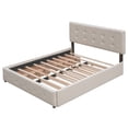 thumbnail image 5 of MODERNLUXE Queen Size Upholstered Platform Bed with Twin XL Trundle and 2 Drawers,Linen Fabric Solid Wood Bed Frame for Space Saving,Dark Beige, 5 of 7
