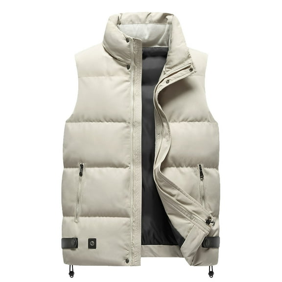 Durtebeua Men's Heated Vest with Hood Water-Resistant Puffer Jacket Thicken Vest with Removable Hood