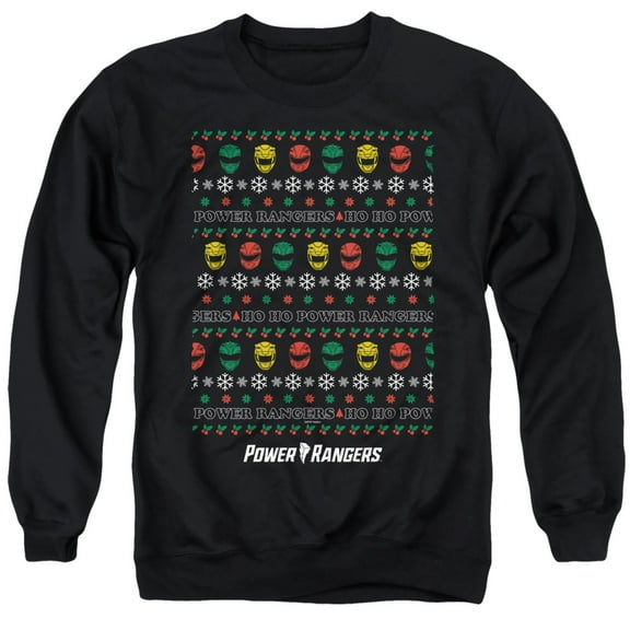 Power Rangers Ugly Christmas Sweater Unisex Adult Crewneck Sweatshirt, Black, Medium
