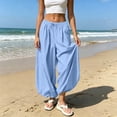 thumbnail image 6 of Womens Balloon Pants Wide Leg Barrel Pants Baggy Trousers Elastic Waist Casual Lounge Travel Pants with Pockets Light Blue S(S), 6 of 7