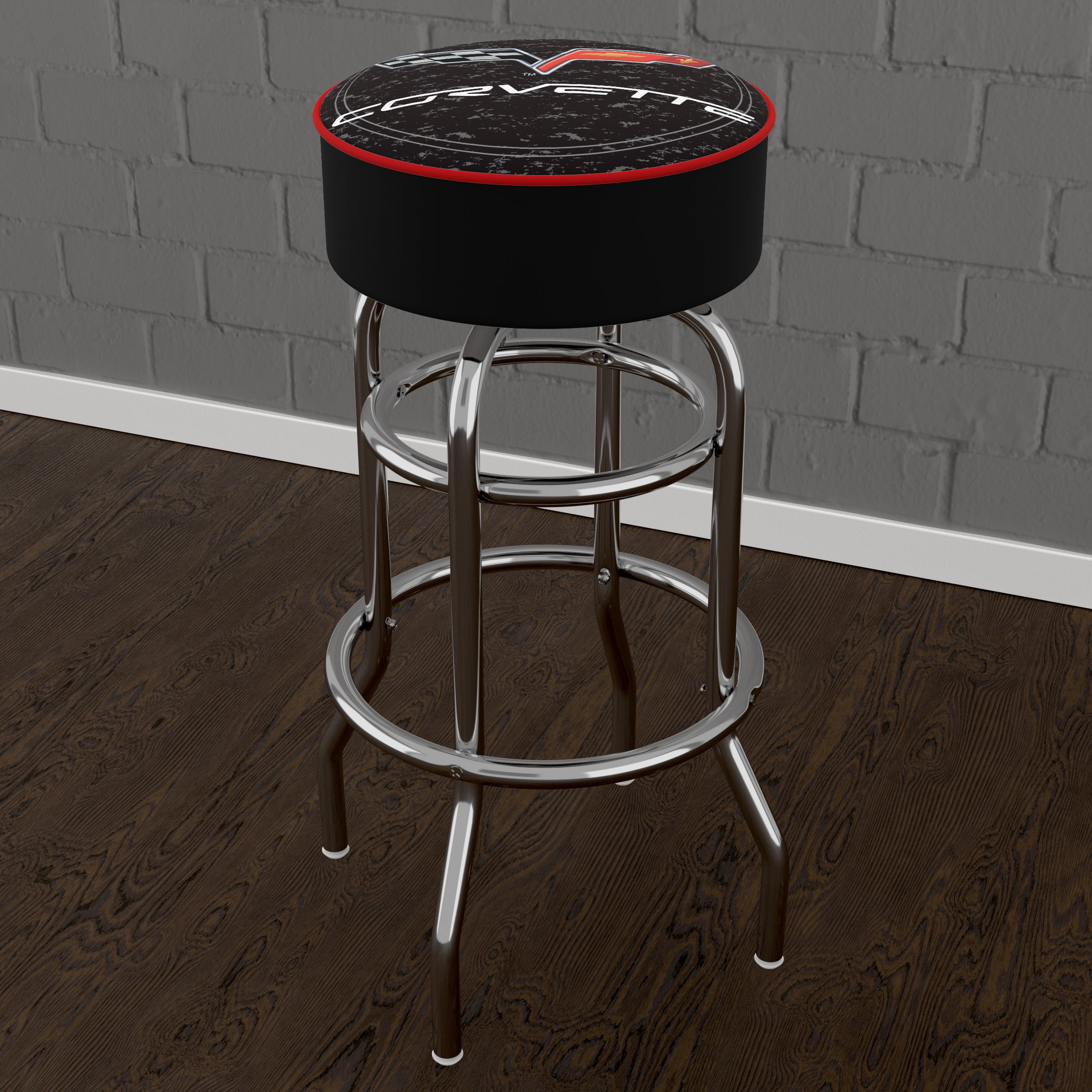 Trademark Gameroom Corvette C6 Black Bar Stool with Padded Seat