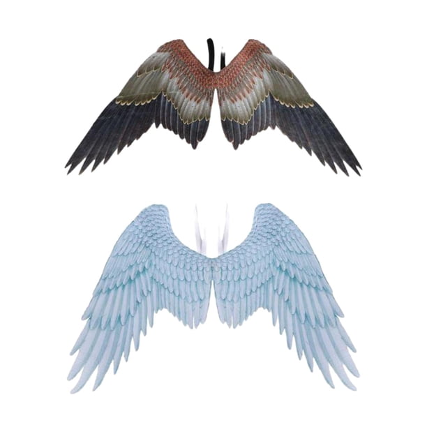 2 piezas de alas de ángel unisex para festivales, fiestas, accesorios de vestir con correa águila y blanco