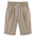 thumbnail image 6 of YanHoo Womens Plus Size Cotton Linen Shorts Elastic Waisted Drawstring Loose Bermuda Shorts Casual Work Business Short Pants with Pockets, 6 of 8