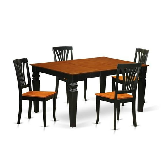 Dinette Set with One Weston Table & 6 Wood Chairs, Rich Black - 7 Piece