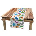 thumbnail image 1 of Animal Table Runner, Repetitive Zoo Themed Pattern with Childish Fauna Cartoon on Plain Backdrop Print, Dining Room Kitchen Rectangular Runner, 3 Sizes, by Ambesonne, 1 of 2