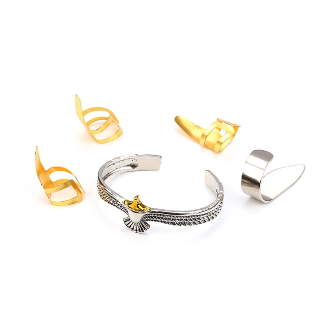1 Ensemble de Pics à Doigt en Acier Inoxydable pour Guitare avec Bracelet Manchette Aigle pour Hommes et Femmes