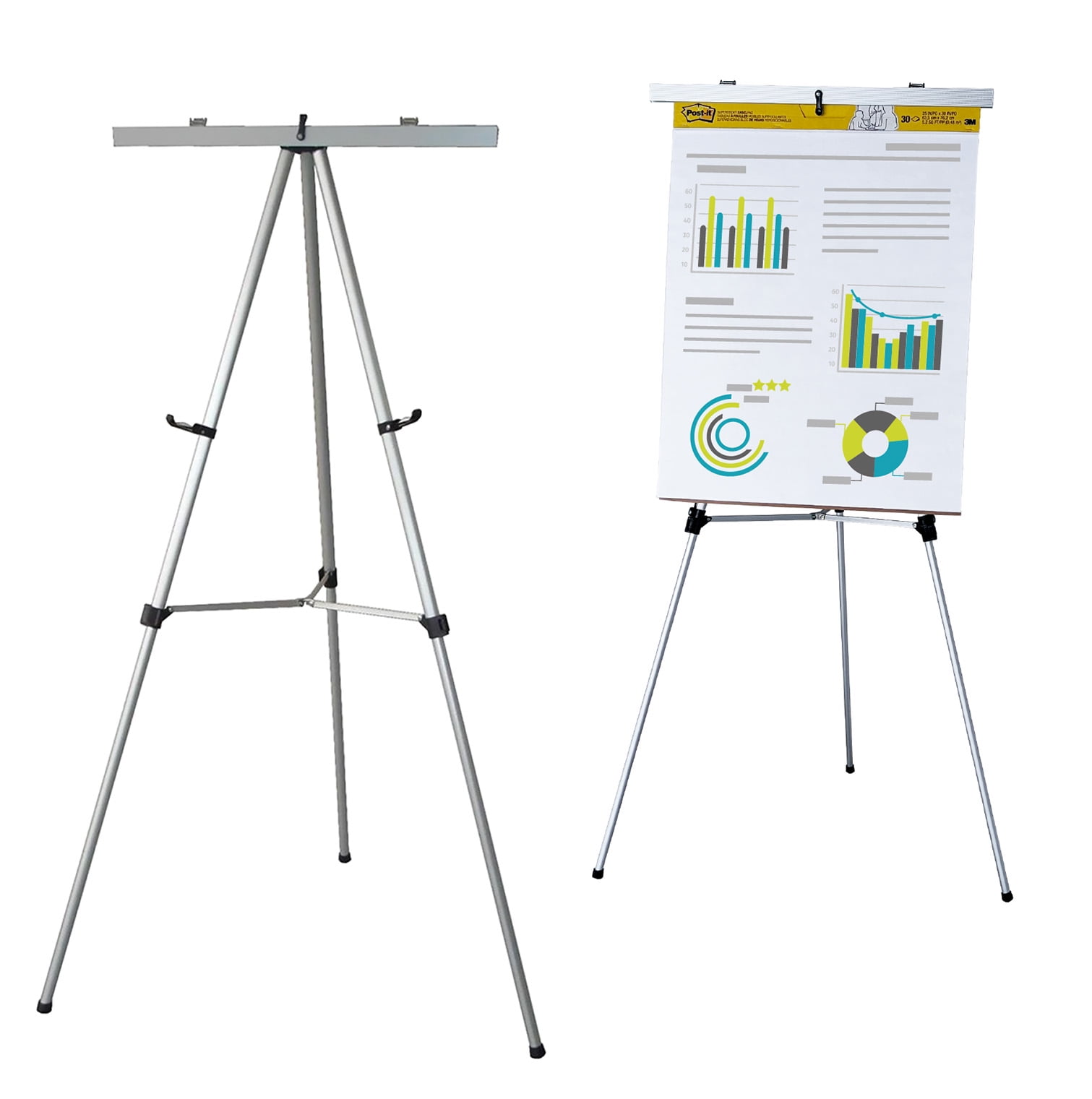 Audio-Visual Direct Lightweight Aluminum Flip-Chart Presentation Easel, Silver (4 Count)