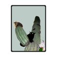 thumbnail image 1 of RYLABLUE Couverture en Polaire Cactus sur le Chat Blanc Noir 58x80 Pouces, 1 of 3