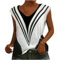 thumbnail image 2 of Idoravan Tank Tops for Women Clearance Women's Sleeveless Solid Color Sexy V-neck Fashion Loose Tank Top V-neck Top, 2 of 6