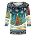 thumbnail image 4 of Christmas Shirts for Women Bling Christmas Tree Top 3/4 Sleeve T Shirts for Women Casual Crew Neck Pullover Dressy Trendy Tops, 4 of 5