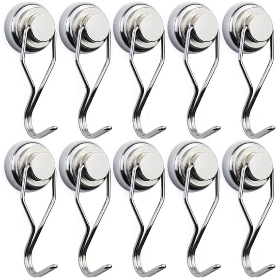 Swivel Swing Magnetic Hook 60LB Refrigerator Magnetic Hooks 10 Pack Strong Neodymium Magnet Hook for Refrigerator Other Magnetic Surfaces