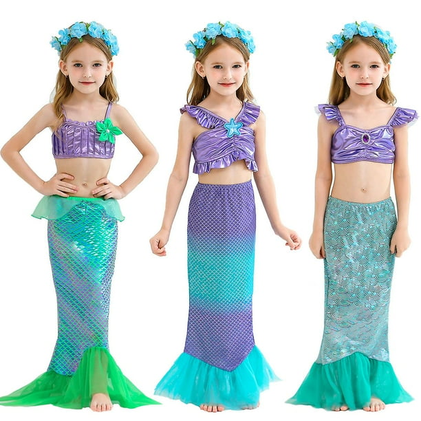 Vestido de princesa para niñas, vestido de sirena Ariel, disfraces de Cosplay para fiesta de Carnaval de Halloween