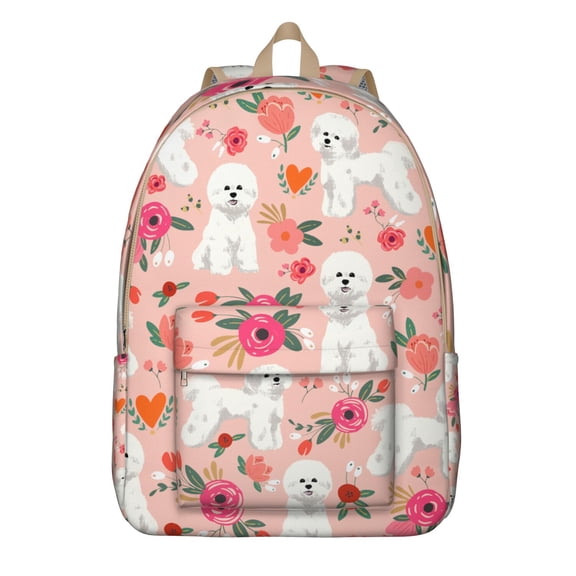Dog Lover Gift Backpack, Waterproof and Durable School Bag with Artistic Watercolor Dog Artwork and Paw Print