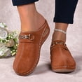thumbnail image 2 of Wedge Suede Clogs for Women Retro Closed Toe Mules Comfortable Dress Slides Soft Soled Backless Platform Sandals Brown Size 9, 2 of 7