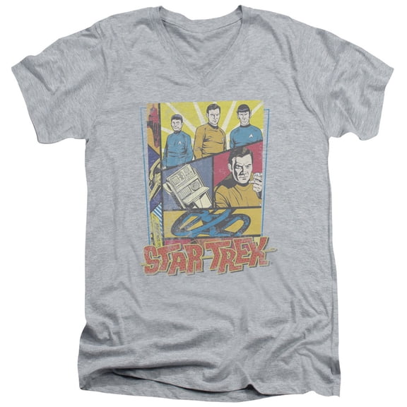 Star Trek - Vintage Collage - Slim Fit V Neck Shirt - Small