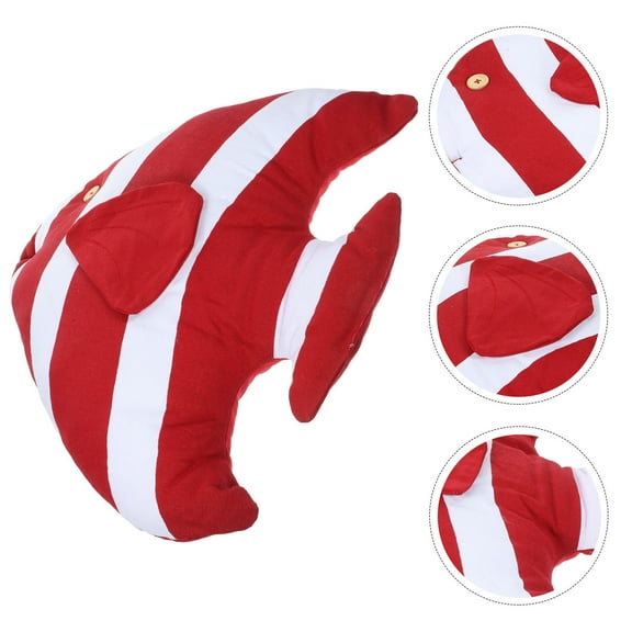 KALLORY 1Pcs Nautical Pillow Cushion Red Fish Shaped Pillow for Home Decoration
