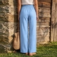 thumbnail image 5 of cocolona Womens Summer Casual Loose Linen Pants Elastic Waist Straight Wide Leg Vacation Beach Pants with Pockets, 5 of 5