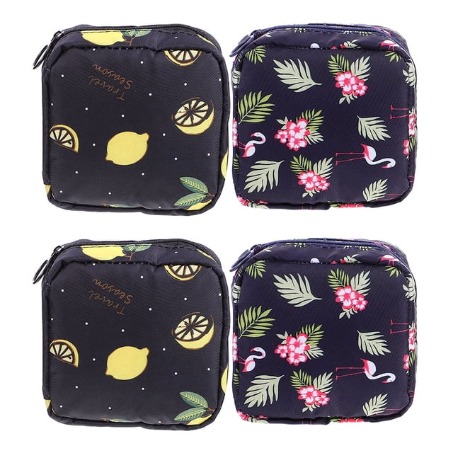 MasteelfCA 4pcs Travel Menstrual Pads Storage Pouches Nursing Mat Storage Bags (Navy)