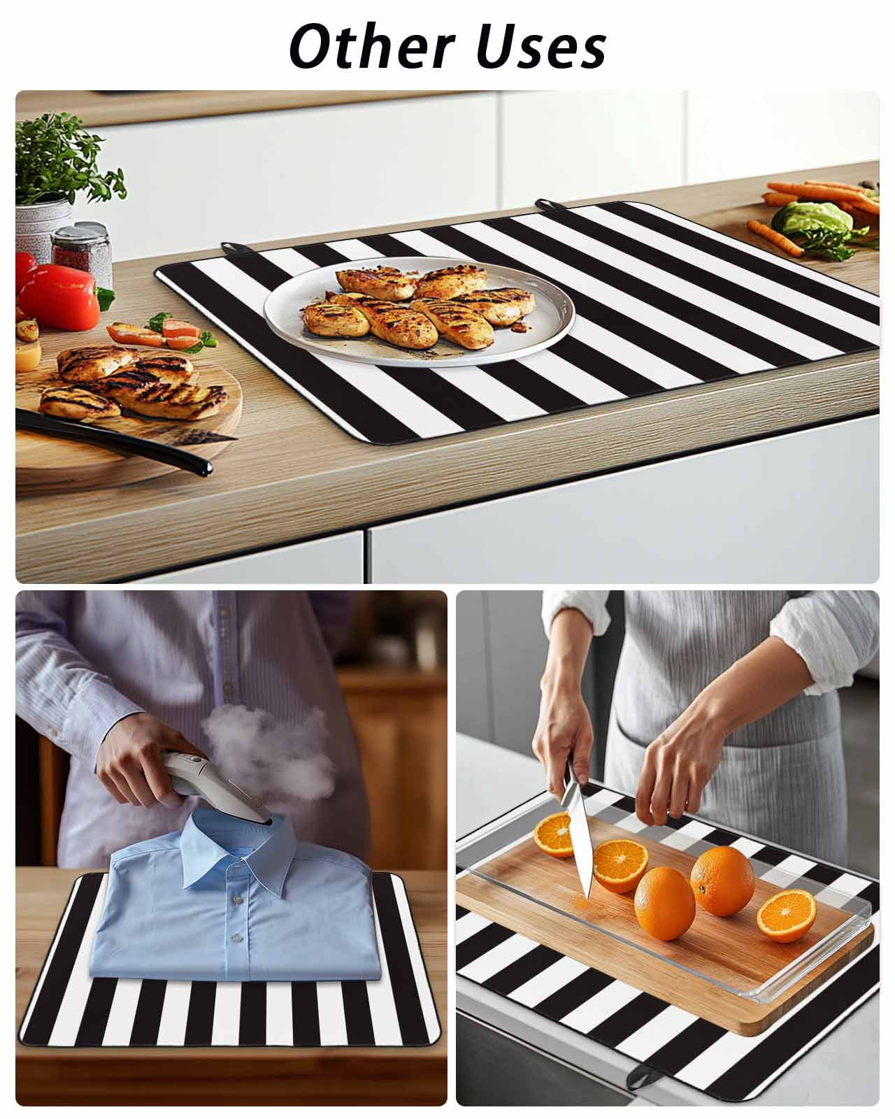 Stove Top Covers for Electric Stove, Simple Black White Stripes Glass Stovetop Cover Protector, Modern Stripes Induction Cooktop Protector Oven Mat for Kitchen Countertop 24"x21"