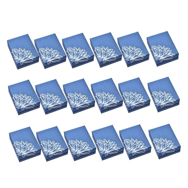18 piezas Cajas de cartón Caja de joyería con esponja y tapa para collar Exhibición de s Azul perfecl