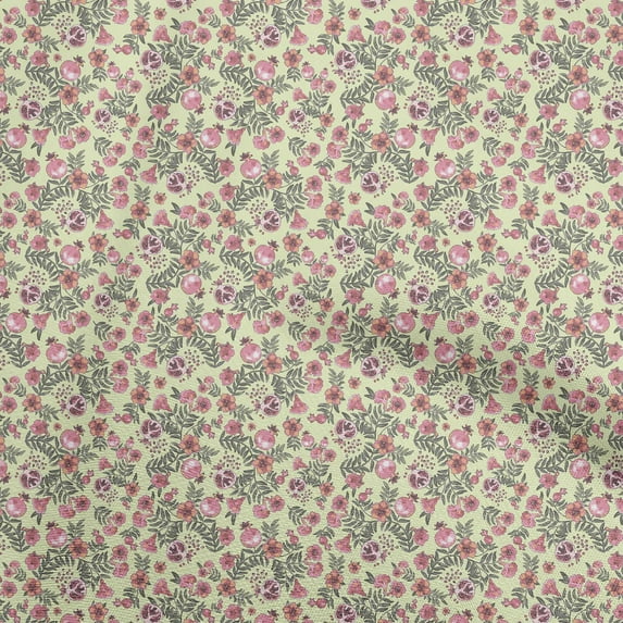 oneOone Cotton Poplin Twill Light Yellow Fabric Asian Suzani Diy Clothing Quilting Fabric Print Fabric By Yard 56 Inch Wide
