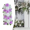 thumbnail image 1 of Arch Rose Flower Panel Table Runner Setting Decorations Flower Bouquet for Wedding Purple and White, 1 of 7