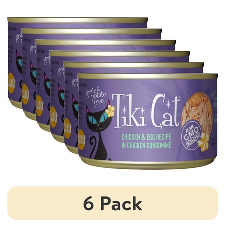 (6 pack) Tiki Cat Luau Wet Cat Food, Chicken & Egg, 6 oz. Can